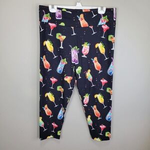 Dren Designs Colorful Drinks Poly Spandex Capri Leggings Extended Tall And Curvy